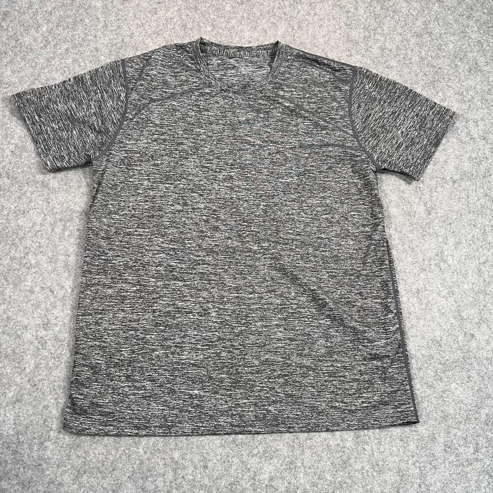 Lululemon Heathered Black White‎ Short Sleeve Crew Neck Performance Shirt Size L